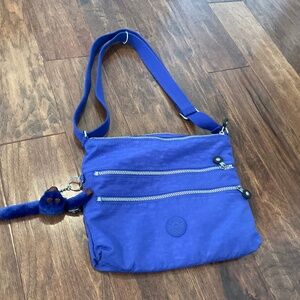Kipling purse crossbody zipper pockets, blue with gorilla